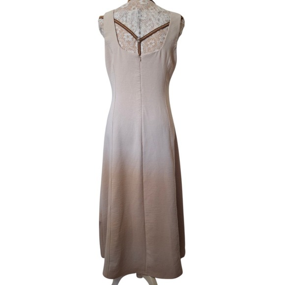 NWT Joie Sheath Sleeveless Midi Dress Tan Cream Square Neck Pockets Size 10 - Picture 3 of 9